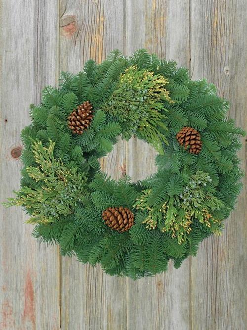 20 MIXED WREATH W/ CONES  CHRISTMAS GREENS